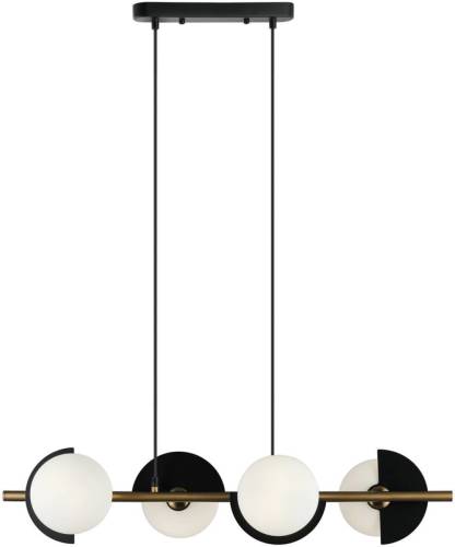 Viokef Darcy hanglamp, zwart/brons, 4-lamps