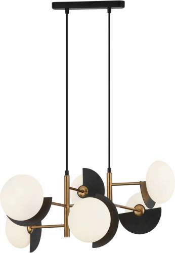 Viokef Hanglamp Darcy, zwart/brons, 6-lamps