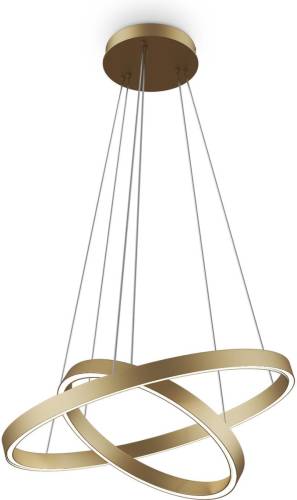 Maytoni Rim hanglamp 830 2 ringen Ø 60 cm messingkleurig