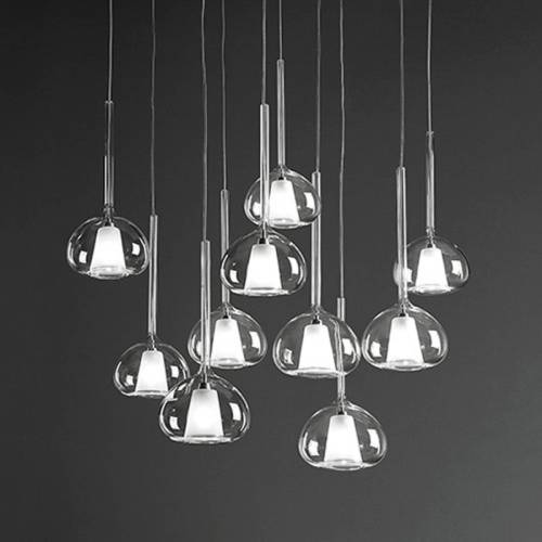 Sforzin Unieke Glas hanglamp Beba, 10-lamps.