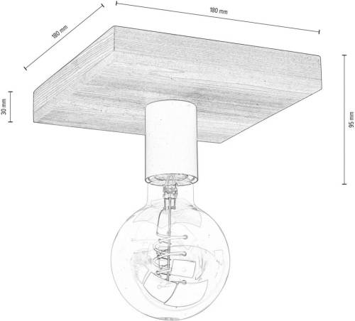 Envostar Lobo plafondlamp 1-lamp grenen walnoot