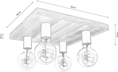 Envostar Lobo plafondlamp 4-lamps grenen grijs