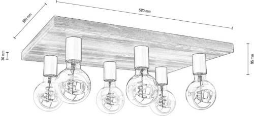 Envostar Lobo plafondlamp 6-lamps grenen grijs