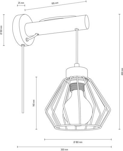 Envostar Urs wandlamp, bruin grenen