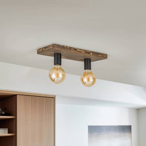 Envostar Lobo plafondlamp 2-lamps grenen walnoot