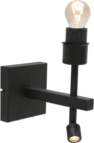 Steinhauer Stang wandlamp, LED leeslampje, vlechtwerk naturel/zwart