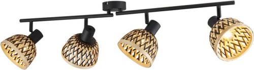 Searchlight Lance plafondlamp, 4-lamps, bamboe