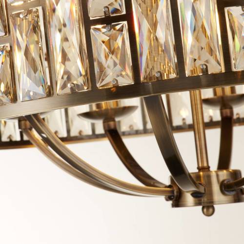 Searchlight Bijou hanglamp, 8-lamps, messing, kristalglas