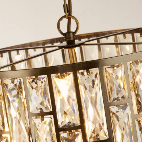 Searchlight Bijou hanglamp, 5-lamps, messing, kristalglas