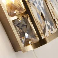 Searchlight Wandlamp Bijou messing 2-lamps kristalglas snoerschakelaar