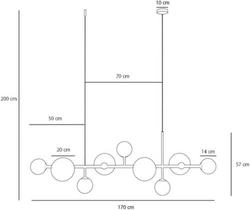 ALDEX Hanglamp Dione, opaal/goud, 9-lamps