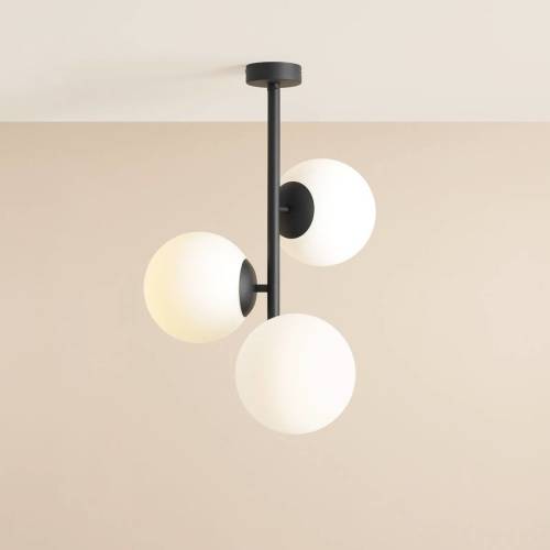 ALDEX Dione plafondlamp, opaal/zwart, 3-lamps