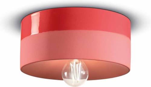 Ferroluce Plafondlamp Pi keramiek glanzend/mat Ø 25 cm rood