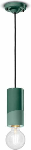 Ferroluce PI hanglamp, cilindervormig, Ø 8 cm groen