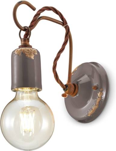 Ferroluce C665 wandlamp in vintage stijl, grijs