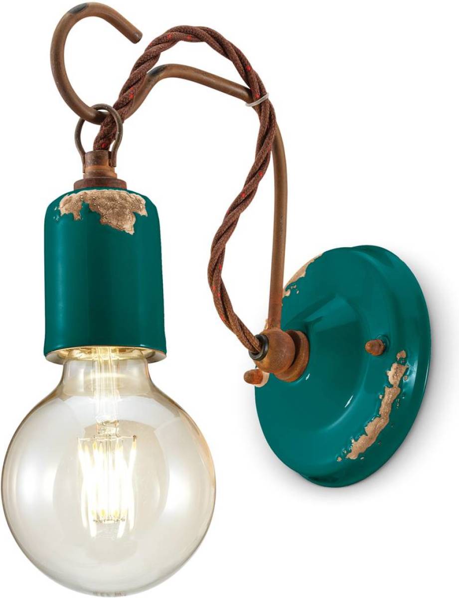 Ferroluce C665 wandlamp in vintage stijl, groen
