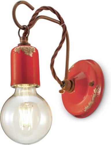 Ferroluce C665 wandlamp in vintage stijl, rood