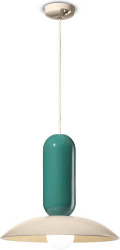 Ferroluce Hanglamp Pau, crème/turquoise