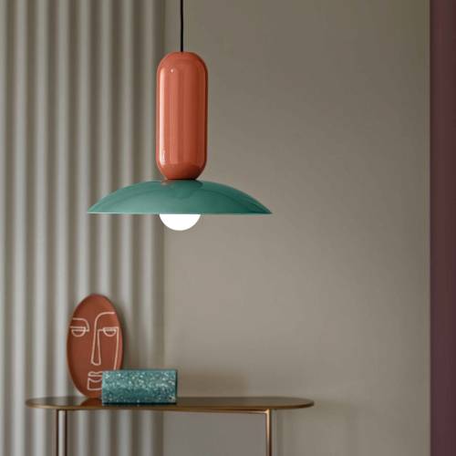 Ferroluce Hanglamp Pau, turquoise/oranje