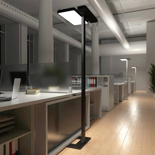 Arcchio Aila LED kantoor vloerlamp, zwart, daglichtsensor