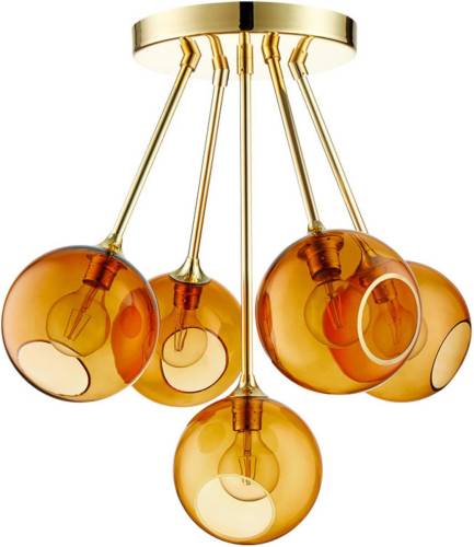 DESIGN BY US Ballroom Molecule plafondlamp, amber, glas, 5-lamps