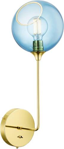 DESIGN BY US Ballroom Long wandlamp, blauw, glas, handgeblazen