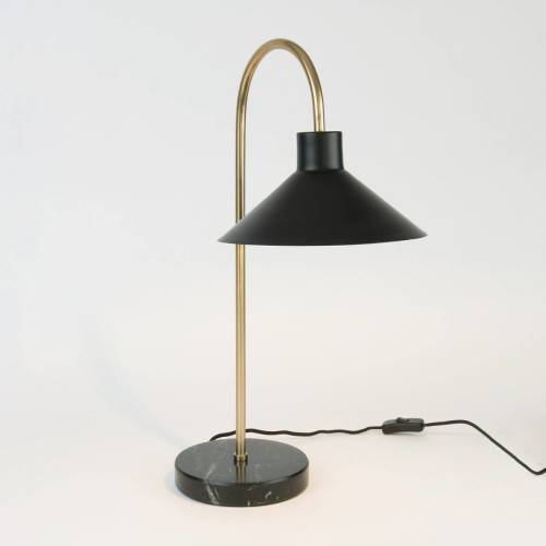 HOLLÄNDER Oktavia tafellamp, zwart/goudkleurig, hoogte 58 cm, marmer