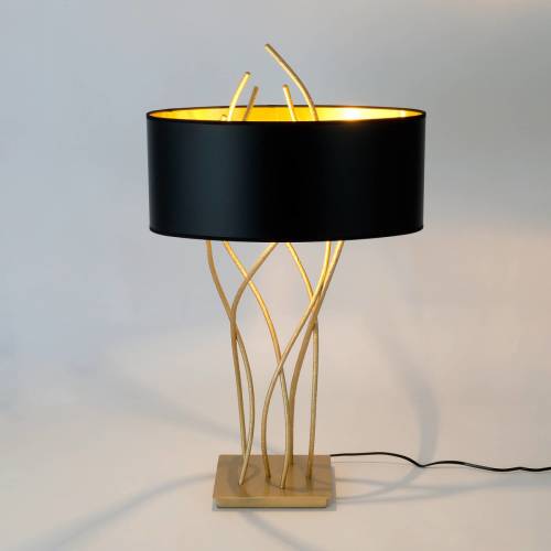 HOLLÄNDER Elba ovale tafellamp, goud/zwart, hoogte 75 cm, ijzer