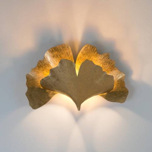 HOLLÄNDER Gingko wandlamp, goudkleurig, breedte 38 cm, ijzer