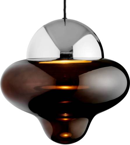 DESIGN BY US Hanglamp Nutty XL, bruin/chroomkleurig, Ø 30 cm