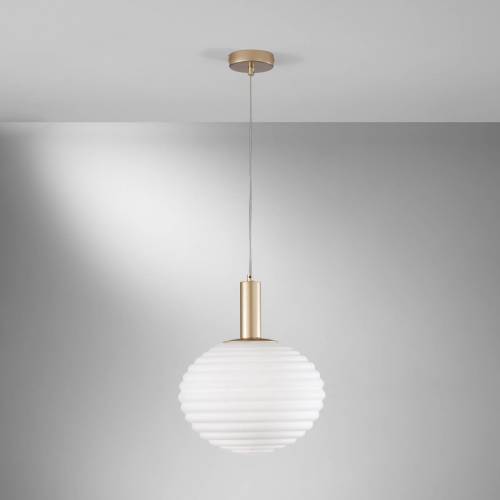 ECO-Light Hanglamp Ripple, goudkleurig/opaal, Ø 32 cm