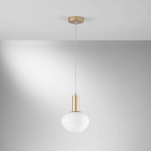 ECO-Light Hanglamp Ripple, goudkleurig/opaal, Ø 18 cm