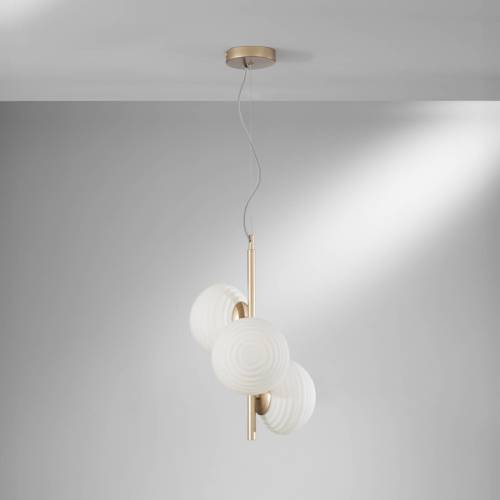 ECO-Light Ripple hanglamp, goudkleurig/opaal, 3-lamps