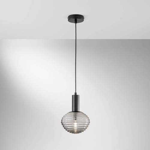 ECO-Light Ripple hanglamp, zwart/rookgrijs, Ø 18 cm