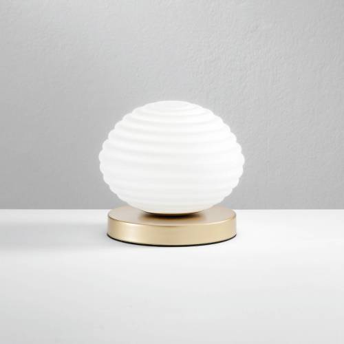 ECO-Light Ripple tafellamp, goudkleurig/opaal, Ø 18 cm