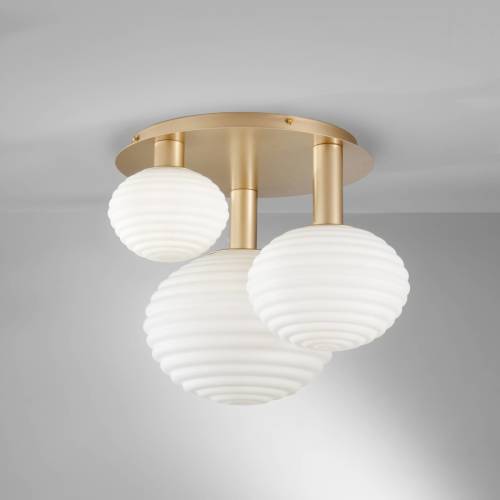 ECO-Light Ripple plafondlamp, goudkleurig/opaal, 3-lamps