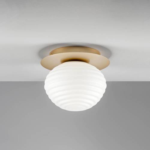 ECO-Light Ripple plafondlamp, goud/opaal, Ø 20 cm