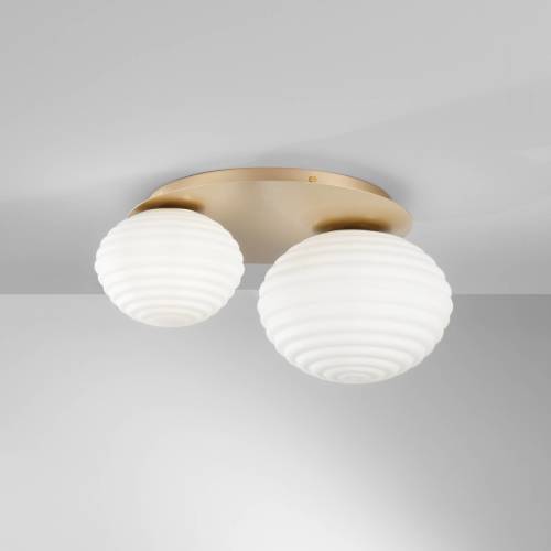 ECO-Light Ripple plafondlamp, goudkleurig/opaal, 2-lamps