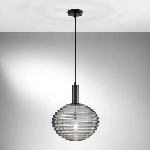 ECO-Light Ripple hanglamp, zwart/rookgrijs, Ø 32 cm