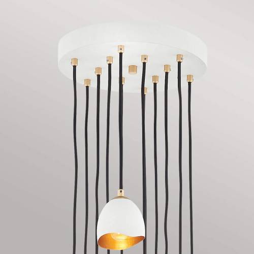 Quintiesse Nula hanglamp, schelp wit/goud, 12-lamps