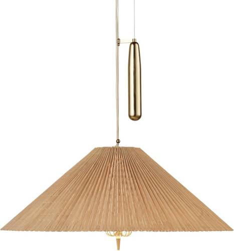 Gubi hanglamp A1972, messing, kap van bamboe, verstelbaar