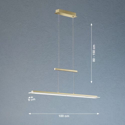 Fischer & Honsel Hanglamp Tenso, messingkleurig, lengte 100 cm, CCT