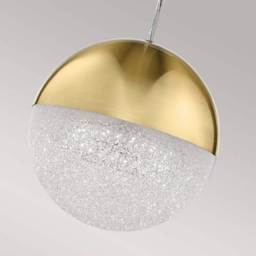 Quintiesse Moonlit LED hanglamp, goudkleurig, aluminium, Ø 20 cm, globe