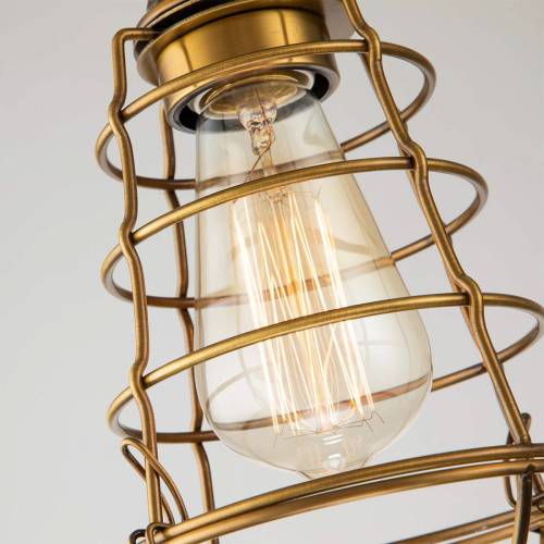 QUOIZEL Mixon plafondlamp met metalen kooi, antiek messing