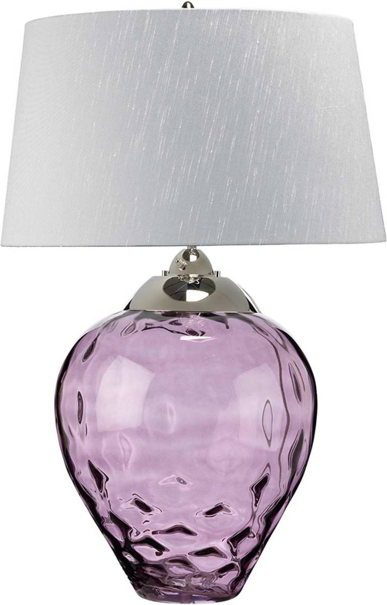 Quintiesse Samara tafellamp, Ø 51 cm, roze, stof, glas, 2-lamps