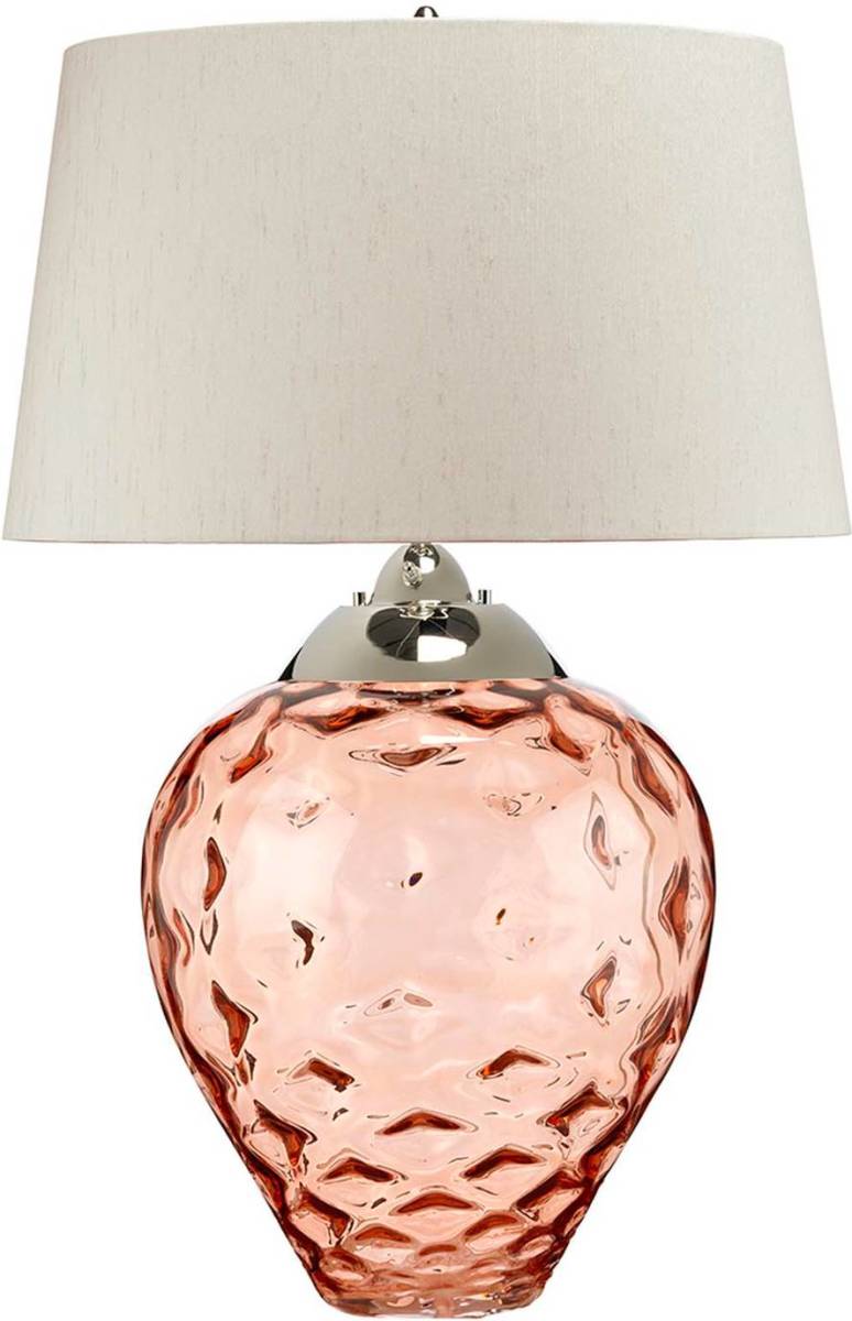 Quintiesse Samara tafellamp, Ø 51 cm, zalm, stof, glas, 2-lamps