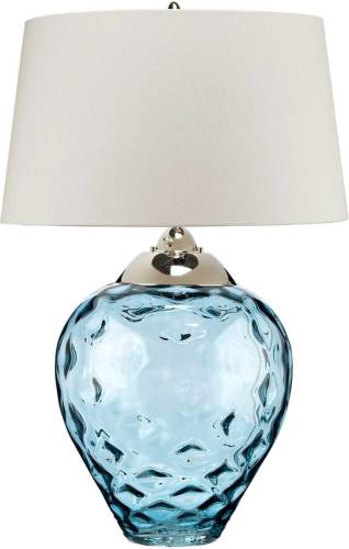 Quintiesse Samara tafellamp, Ø 51 cm, blauw, stof, glas, 2-lamps