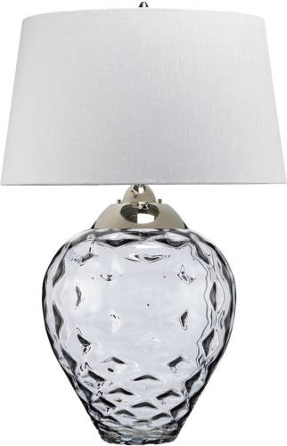 Quintiesse Samara tafellamp, Ø 51 cm, grijs, stof, glas, 2-lamps