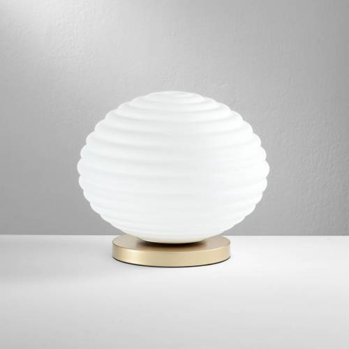 ECO-Light Ripple tafellamp, goudkleurig/opaal, Ø 32 cm