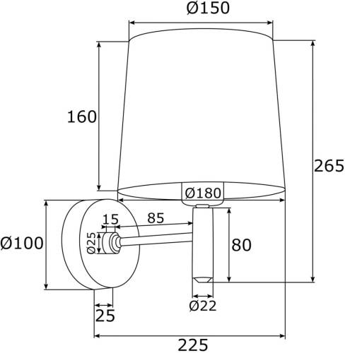 Argon Wandlamp Polo plus, stoffen kap, messing/groen